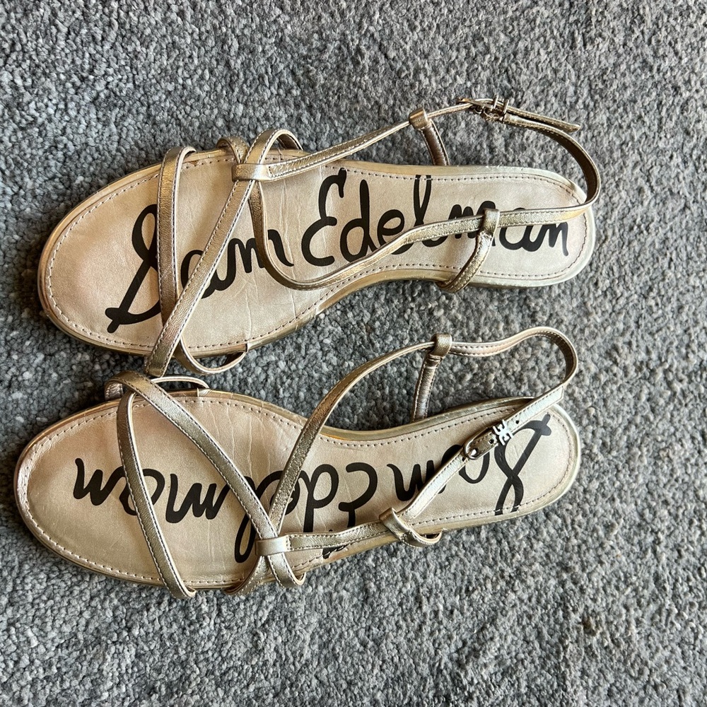 Sam Edelman Teale Gold Strappy Flat Sandals